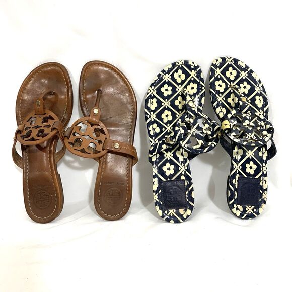 Tory Burch Size 8 Miller Thong Sandals Tropical Classic Designer 2-Pack - Picture 1 of 14